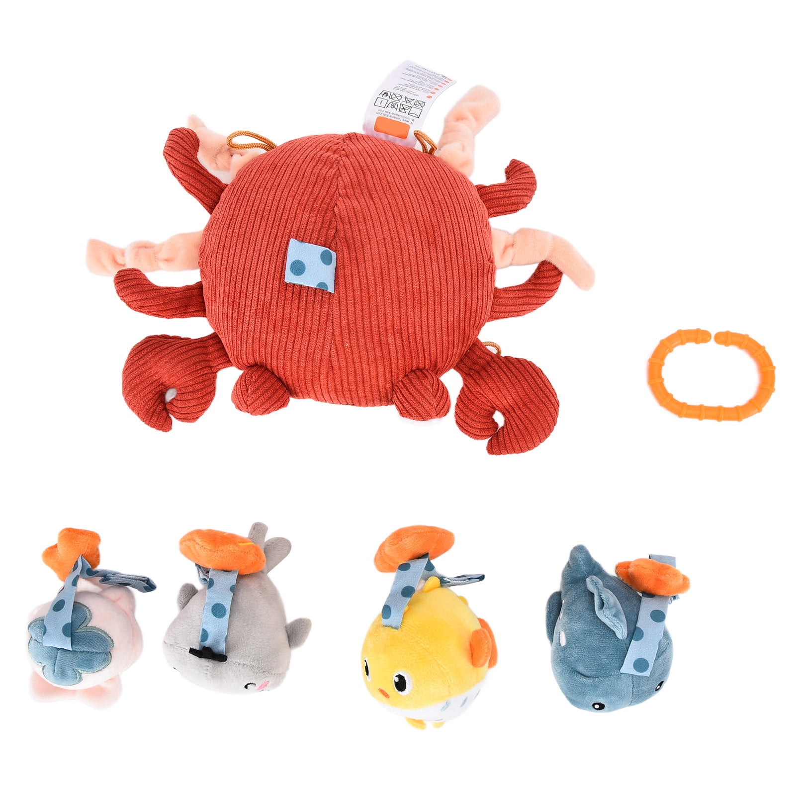NestledNature Baby Baby Bed Mobile: Hanging Plush Crab Bell Toys For Newborns Infant Bed Decoration & Rattles