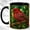 Black, variant on Red Finch Coffee Mug, Stained Glass Bird Mug, Ceramic 11 oz