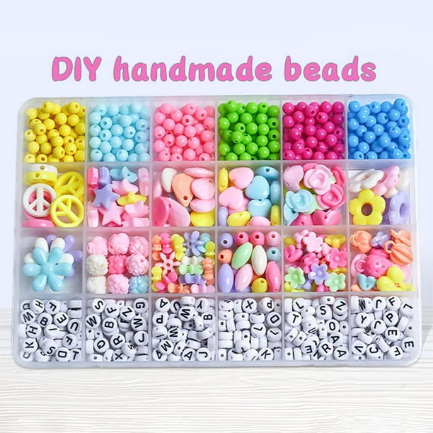 Kits de Bijoux Bricolage Perles pour Enfants,24 Types DIY Perles