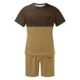 thumbnail image 5 of GERsome Mens 2 Piece Outfits Short Sleeve Crewneck Tops and Shorts Sets Color Block Casual Summer Tracksuits Sets S-4XL, 5 of 5