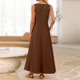 thumbnail image 4 of JULMCOMO Summer Dresses for Women Round Neck Sleeveless A Line Loose Fit Flowy Casual Maxi Dresses Beach Vacation Sundresses Coffee S, 4 of 5