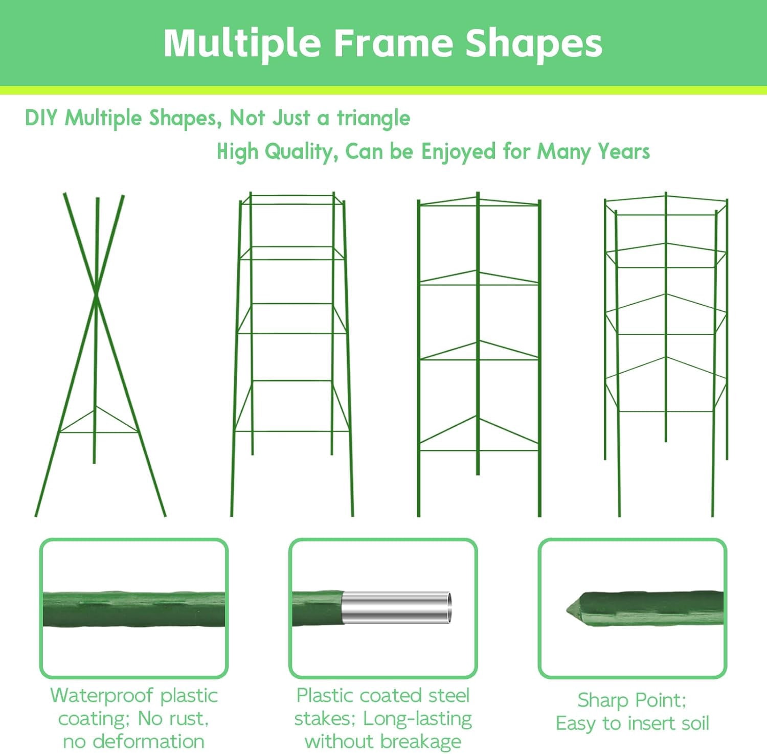 6 Pack 5.2 FT Tomato Cages for Garden- 63inches Heavy Duty Garden Stakes, Adjustable Tall Tomato Plant Support Tomato Trellis Cage for Pots, Raised Garden Bed, Climbing Vegetables Plants Flowers