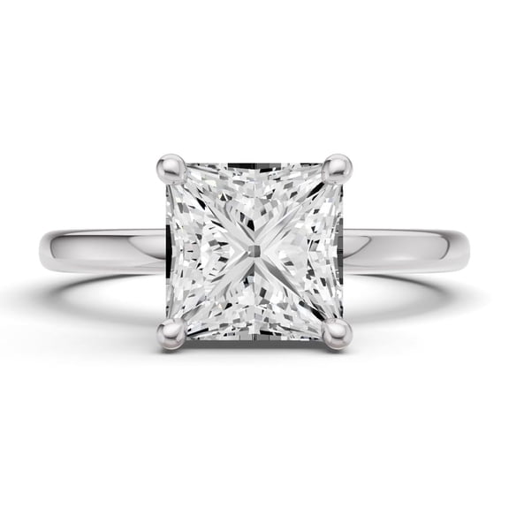 Classic Hidden Halo Lab Grown Diamond Engagement Ring in 14K White Gold (2 CT Princess Cut Center) Ring Size : 5.5
