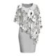 thumbnail image 2 of Vestido de gasa con flores de talla grande para mujer, vestido elegante de verano con cuello redondo, manga corta y corte entallado, 2 of 2