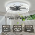 thumbnail image 5 of Low Profile Ceiling Fan with Lights: Modern Flush Mount Ceiling Fans with Lights and Remote Control, Dimmable LED 3 Color 6 Speeds Timing Reversible Blades Ceiling Fans for Bedroom Living Room, White, 5 of 11