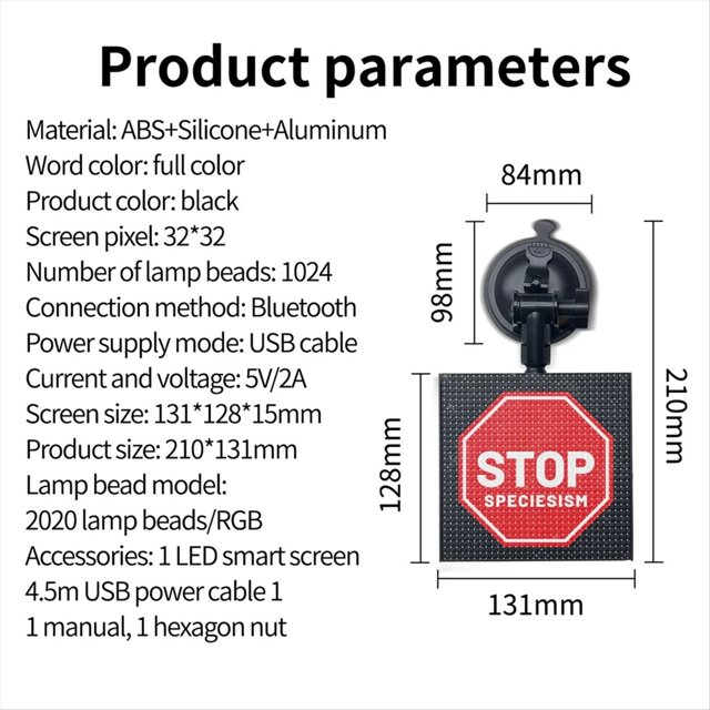 DIY RGB Smart LED Pixel Panel Lámpara 32x 32 USB Graffiti Bluetooth App Control para Decoración de la Habitación del Hogar Pantalla de Texto Pantalla del Coche