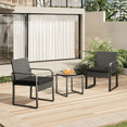 thumbnail image 3 of Asofer 3 PCS Patio Furniture Set, Outdoor Bistro Wicker Chair with Glass Table, Poolside, Balcony, Black Cushion, 3 of 7