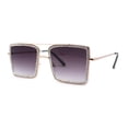thumbnail image 2 of Womens Square Rhinestone Rectangle Jewel Metal Rim Diva Sunglasses Gold Smoke, 2 of 4