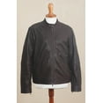 thumbnail image 4 of NOVICA Artisan Handmade Men's Leather Jacket Classic Biker in Dark Brown Clothing Coat Solid India ' Suave Elegance', 4 of 10