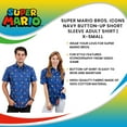 thumbnail image 7 of Oppo Merchandise Group Super Mario Bros. Icons Navy Button-Up Short Sleeve Adult Shirt | X-Small Unisex, 7 of 7