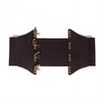 thumbnail image 3 of Women Thick Wide Waspie Waist Belt Faux Leather Lace-up Front Tied Elastic Stretch Corset Cincher Vintage Renaissance Punk Belt for Dresses Daily Party Outfits Brown A, 3 of 7