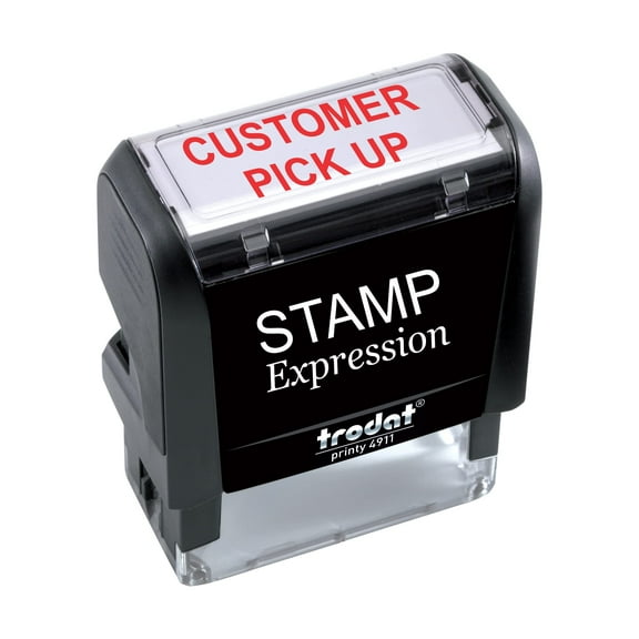 StampExpression - Customer Pick UP Office Self Inking Rubber Stamp - Red Ink (W-5893)