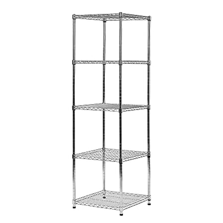 Juggernaut Storage 18 W x 18 D x 59 H 5-Tier Slim Space-Saver Wire Shelving Unit  500 lb Capacity  Chrome