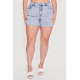 thumbnail image 3 of Women's Plus Size WAX Acid Wash Distressed Rolled Cuffed Shorts, 3 of 4