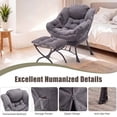 thumbnail image 2 of OMNIBERG Lazy Chair with Folding Ottoman Set of 2, Oversized Comfy Lounge Chair with Armrests and Side Pocket for Reading, Relaxing, and Napping, Perfect for Living Room, Bedroom or Office, Gray, 2 of 10
