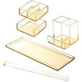 thumbnail image 2 of Acrylic Desk Organizer 4-Piece Desk Kit + Free Complimentary Acrylic Ruler, Desktop Organization for Office or Home (Gold), 2 of 6