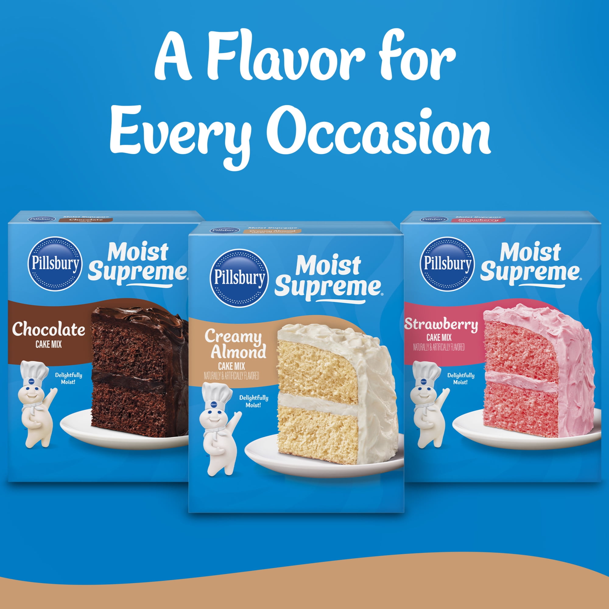 (2 pack) Pillsbury Moist Supreme Creamy Almond Cake Mix, 15.25 oz Box