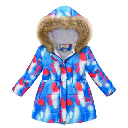 

Kids Girls Boys Tie-Dye Thick Warm Parkas Hooded Windproof Coat Outwear Clothes