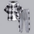 thumbnail image 3 of Xudanell Toddler Boy Outfits Gym Outfits Spring Color Blocking Hooded Baby Clothes Boy Short Shirts and Long Trouses Sets, 3 of 9