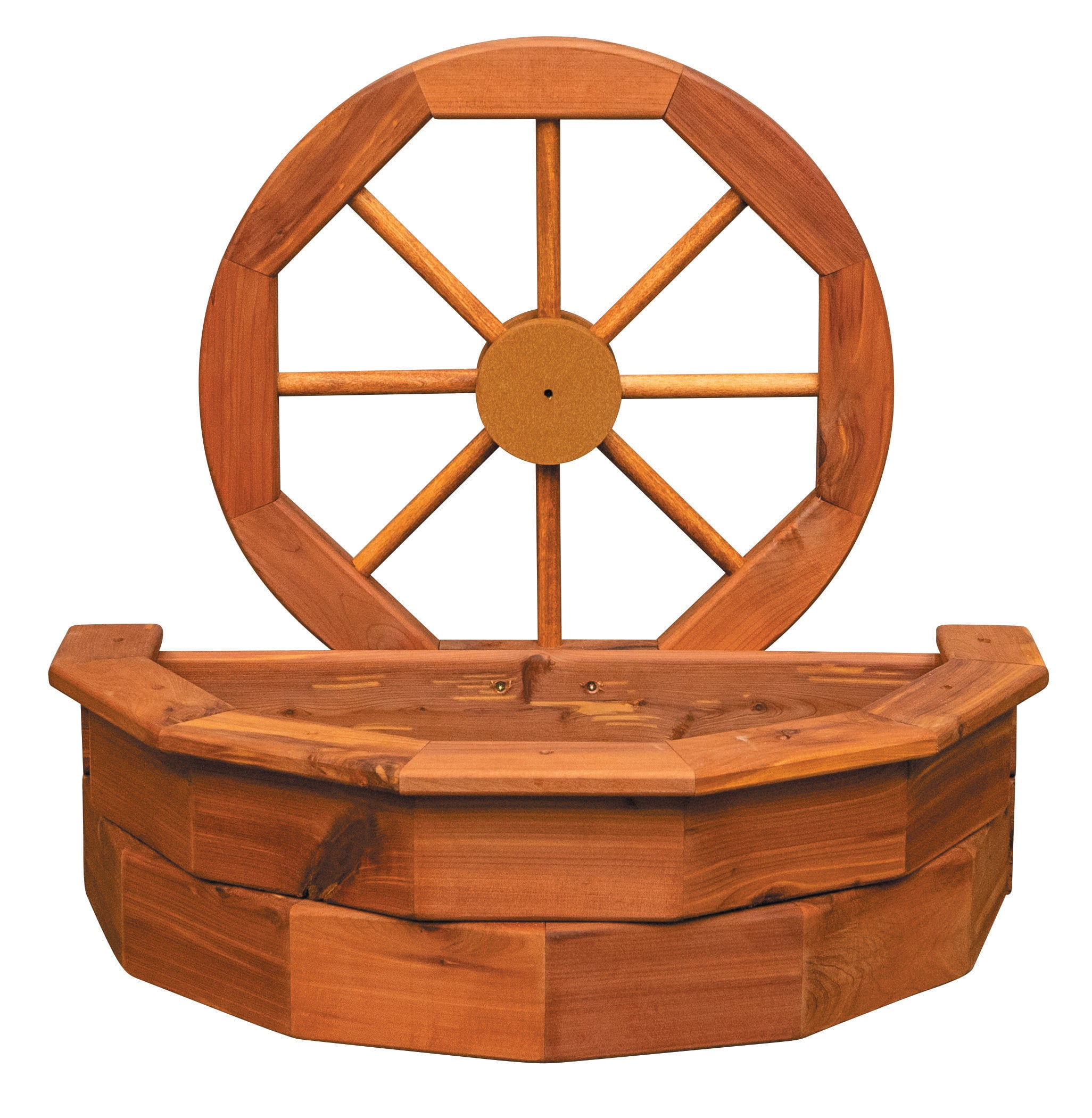 Rustic Cedar Wagon Wheel Planter – Eastern Red Cedar Farmhouse Garden Planter for Patio or Yard
