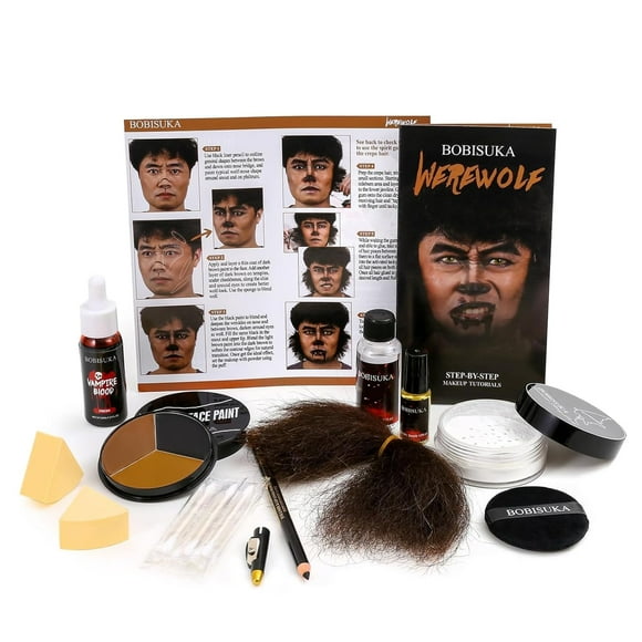 Kit de maquillaje Halloween Werewolf SFX Bobiuska con pintura facial y sangre