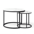 thumbnail image 3 of Homy Casa 2-Piece Nesting Coffee Table Set, Round Marble Pattern MDF Top with Metal Frame, 3 of 6