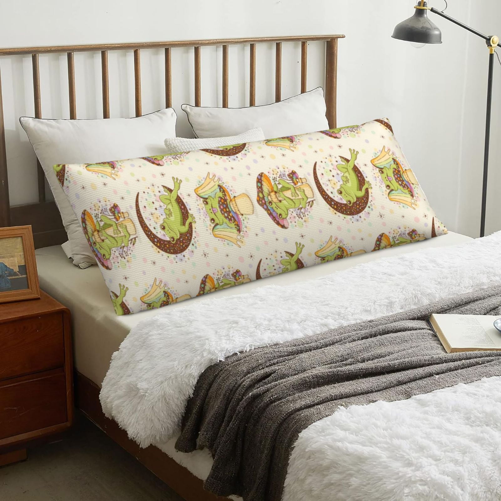 Naloa Frogs Super Soft 20x60 Body Pillow Case,Long Side Hidden Zipper（PILLOWS ARE NOT INCLUDED）