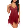 thumbnail image 6 of Qiaocaity Pajamas for Women, Women Lingerie Silk Satin Nightgown V-Neck Camisole Nightdress Lace Up Babydoll Nightwear Soft Sleepwear Full Slip Loungewear, Gifts for Women, Wine, XXL, 6 of 7
