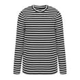 thumbnail image 5 of Duoif Womens Tops Long Sleeve Shirts for Women, Women's Spring Round Neck Long Sleeve Loose Two Color Striped T Shirt Tops for Women Trendy Grey XXL, 5 of 6