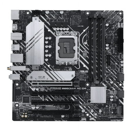 ASUS PRIME B660M-A AC D4 LGA 1700 (Intel 12th & 13th Gen) mATX Motherboard (PCIe 4.0, DDR4, 2x M.2 PCIe 4.0 slots, Wi-Fi 5, front USB 3.2 Gen 1 Type-C, USB 3.2 Gen 2 Type-A)