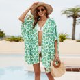 thumbnail image 4 of Mdesiwst Summer Beach Poncho Flower Print Sunscreen Loose Quick Dry Swimsuit Cover-up Open Beachwear Blouse Cardigan Irregular Holiday Mid Length Bikini Shawl, 4 of 7