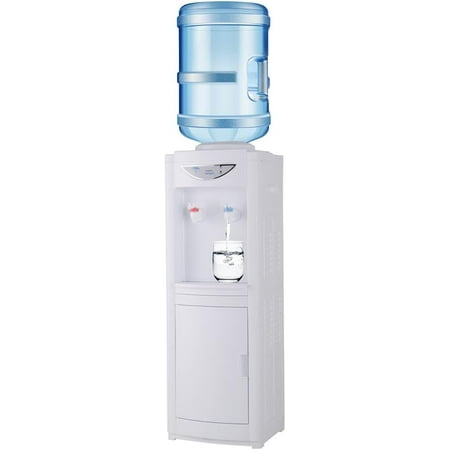 

Hot & Cold Top Loading Water Dispenser 5 Gallons Water Coolers with Child Safety Lock Removable Drip Tray & Storage Cabinet Water Cooler Dispenser for Home Office(White)