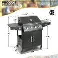 thumbnail image 5 of Propane Gas Grill 4 Burners a Side Burner Steel Grill Cart Outdoor Cooking BBQ, 5 of 6