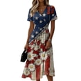 thumbnail image 2 of Womens 250th Anniversary Usa Dresses Independence Day Sun Dress Flowy V Neck Short Sleeve 4th Of July Outfits for Women Summer Dresses, 2 of 5