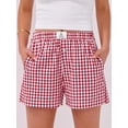 thumbnail image 3 of ANRABESS Boxer Shorts for Women Pajama Gingham Shorts 2026 Summer Casual Lounge Shorts Elastic Waist Beach Sleep Shorts Trendy Y2K Plaid Pajama Bottoms with Pockets, 3 of 10