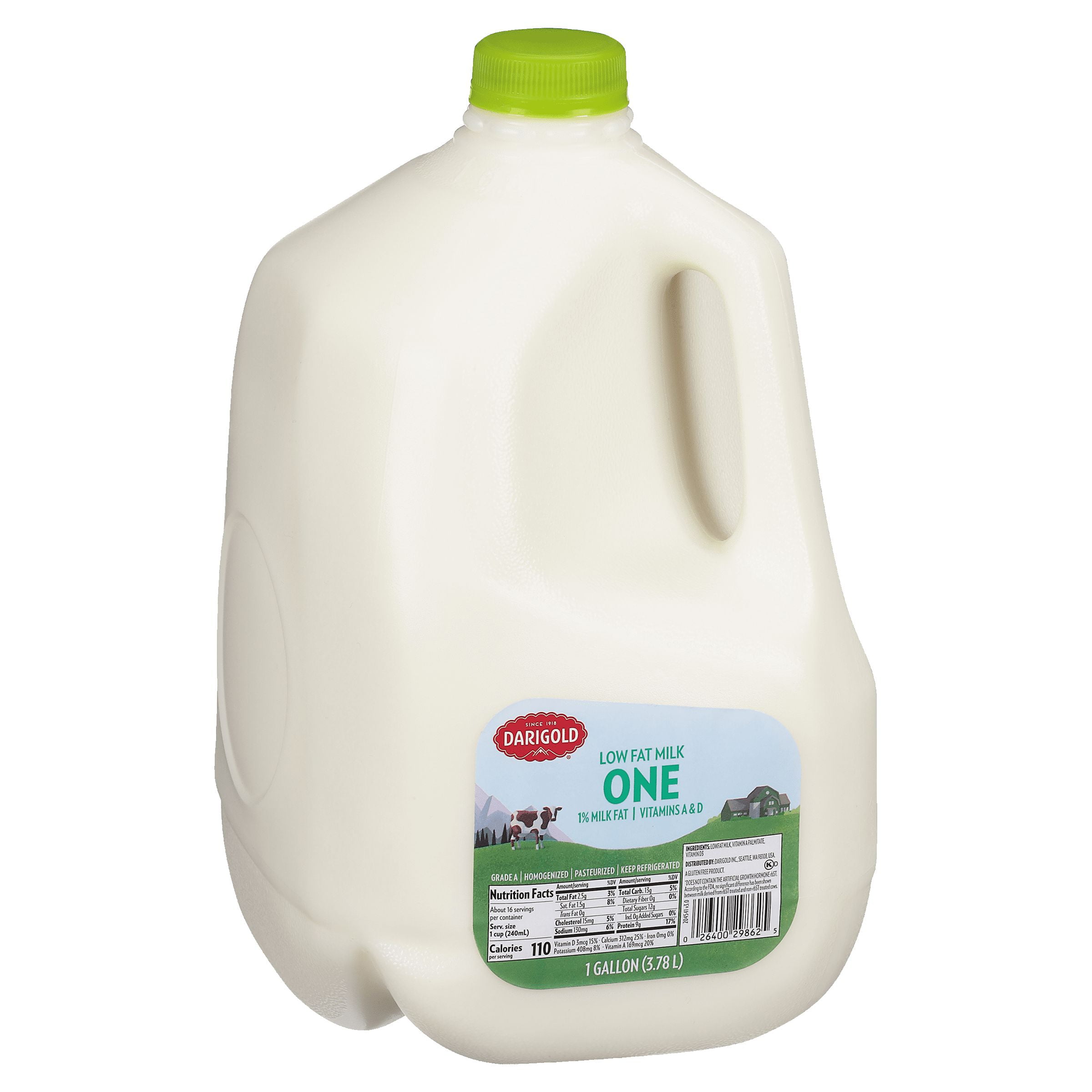 Darigold 1% Low Fat Milk, 1 Gallon, 128 fl oz, Calcium & Vitamin D Rich