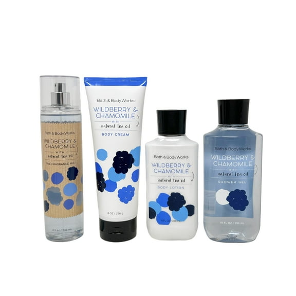 Bath and Body Works WILDBERRY & CHAMOMILE Gift Set - Body Lotion - Body Cream - Fragrance Mist & Shower Gel -Full size