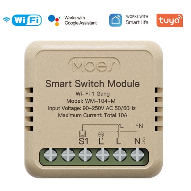 Tuya WiFi Interruptor inteligente Atenuador Módulo DIY Interruptor de luz Aplicación para teléfono móvil Control remoto Activar dispositivos domésticos Compatible con Alexa y Google Assistant para con