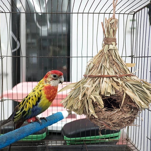 Nido de pájaro colgante, cajas de anidación de pájaros tejidas a mano, hecho a mano para colgar en el exterior casa de nido de colibrí para ,