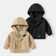 thumbnail image 3 of WOLLED Kids Baby Boys Spring Fall Jackets Toddler Hooded Trench Coat Boys Solid Colour Outerwear for 1-7 T, 3 of 9