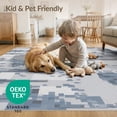 thumbnail image 4 of ODIKA 6'x9' Grey Blue Abstract Design Washable Area Rug Modern Geometric Pattern with Feature Easy Care, Non-Shedding, for Queen Size Bedroom Under Bed Master Suite, 4 of 7