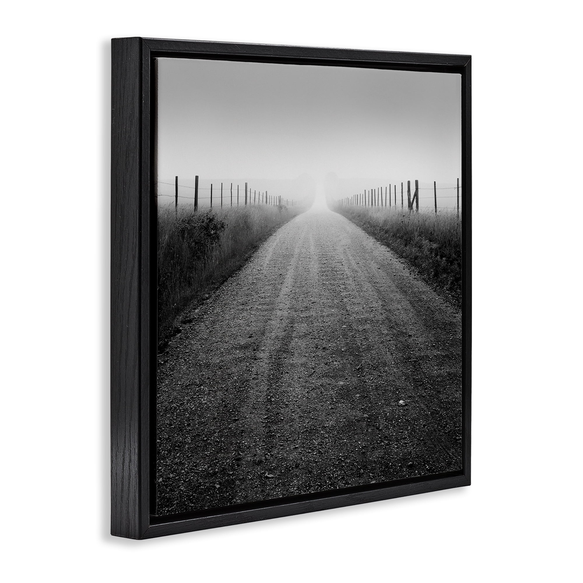 Stupell Industries Country Road in Morning Mist Black Framed Floater Canvas Wall Art, design by Chip Forelli