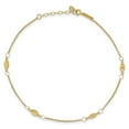 thumbnail image 3 of Real 14kt Yellow Gold Circle Chain Diamond Cut Rice Puff Beads 9in Plus 1in Ext Anklet; for Adults and Teens; for Women and Men, 3 of 3