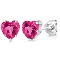 Gem Stone King 1.20 Ct Heart Shape 5mm Pink Mystic Topaz 925 Sterling Silver Stud Earrings for Women Men