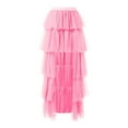 thumbnail image 5 of vigerkar Womens Tiered Ruffle Tulle Maxi Skirt a Line Elastic High Waist Tutu Long Skirt Puplum Mesh Skirt Wedding Skirt Pink, One Size, 5 of 5