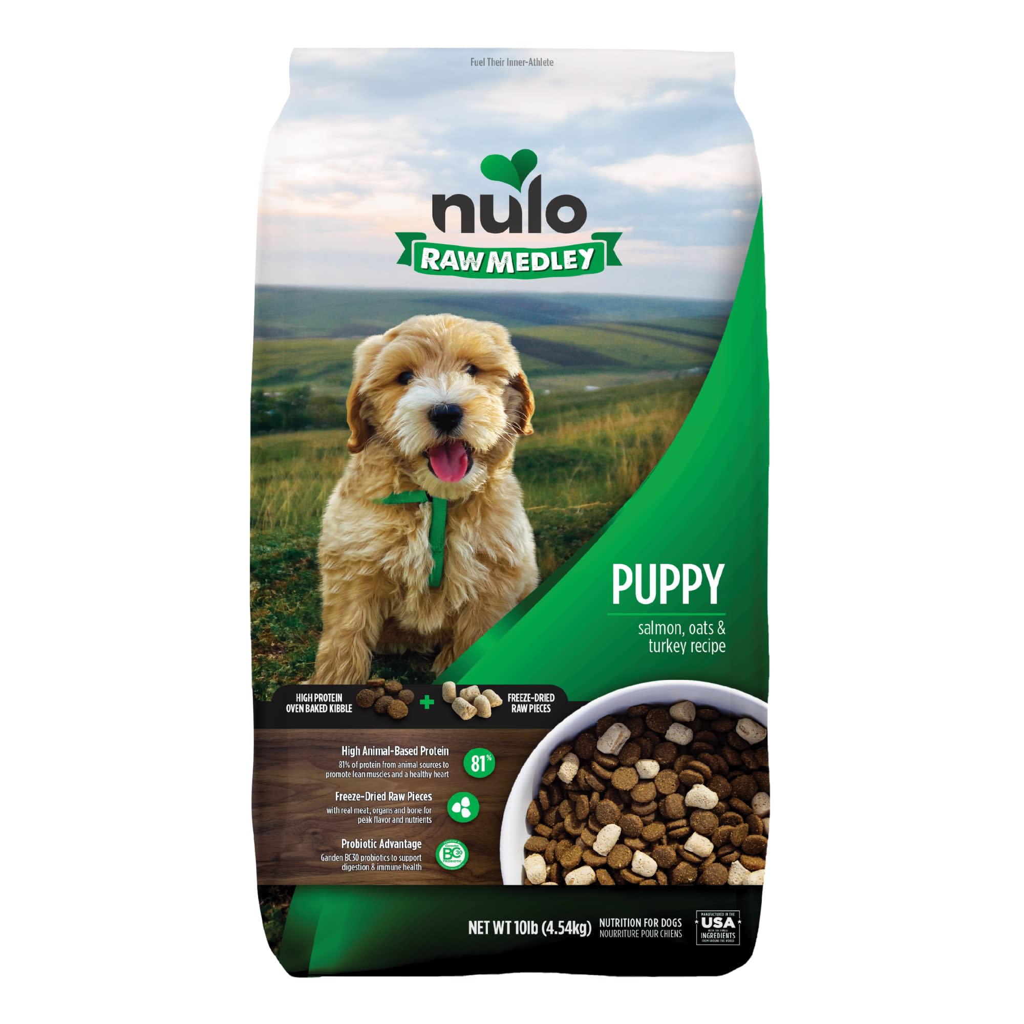 Nulo Raw Medley Kibble+ Salmon, Oats, & Turkey Puppy Food, 10 lbs.