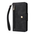 thumbnail image 2 of Feishell for iPhone 14 Pro Wallet Case with Wrist Strap,Premium PU Leather Zipper Pocket Magnetic Buckle Folio Flip ID Credit Card Slots Shockproof Kickstand Phone Case for Women Men,Black, 2 of 15