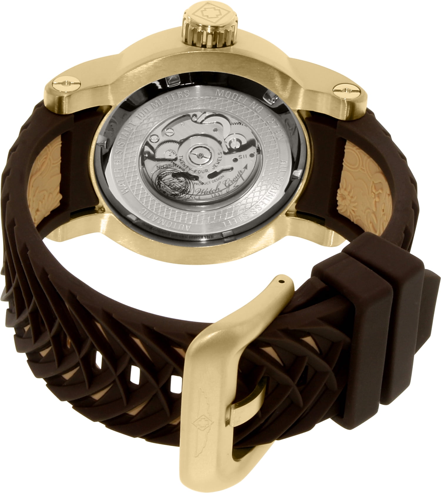 インビクタ Invicta Mens 12790 S1 Rally Yakuza Automatic Goldtone and Brown Rubber Watch 男性 メンズ 腕時計 Invicta Men's S1 Rally Yakuza 12790 Automatic Gold Dial Brown
