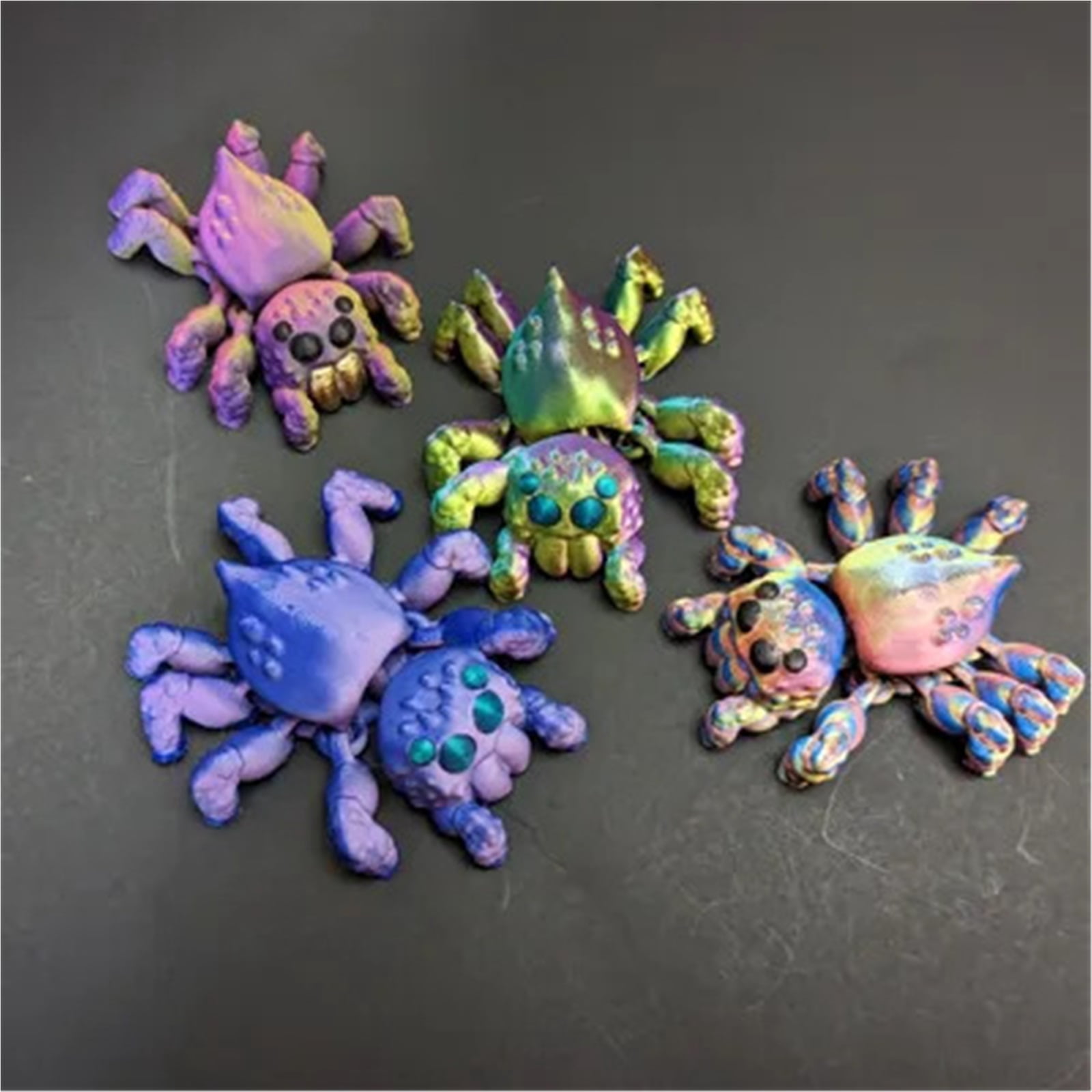 4PC movable jumping spider 3D printed decoration