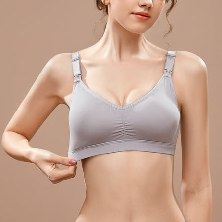 

Cathalem Bra Packs Womens Full Bust Breastfeeding Bra Maternity Bras Push Up Silk Seamless Pregnancy Bralette Comfy Maternity Bra Underwear Grey Medium